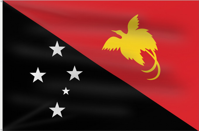 Flag, with two metal eyelets and reinforced hoist: Papua New Guinea	Papua New GuineaColours Pantone 186 C for red and 116 C for yellow	Papouasie-Nouvelle-Guinée	Papúa Nueva Guinea	Papua-Neuguineas	Papua Nuova Guinea	Papoea-Nieuw-Guinea	Papua-Nova Guiné	Papui-Nowej Gwinei	علم بابوا غينيا الجديدة	পাপুয়া নি