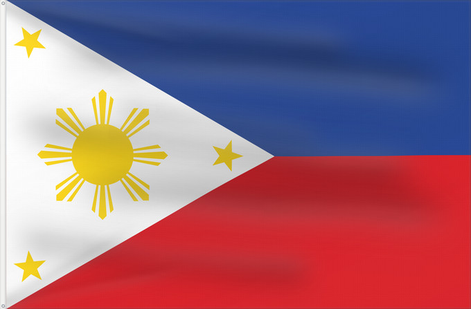 Flag, with two metal eyelets and reinforced hoist: Philippines	The national flag of the Philippines	Filipinas	Philippinen	Filippine	Filipijnen	علم فلبين	An nasyunal na bandera kan Filipinas	ফিলিপাইনের জাতীয় পতাকা	Ang nasodnong bandera sa Pilipinas	La nacia flago de la Filipinoj	Wagayway ti Filipinas	フィリピ