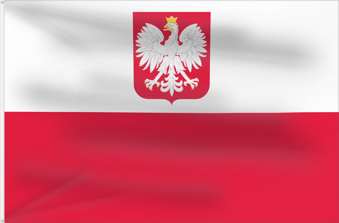 Bandera, con dos ojales metálicos y lado del asta reforzado: Poland	 Poland	Pologne	Polonia	Polen