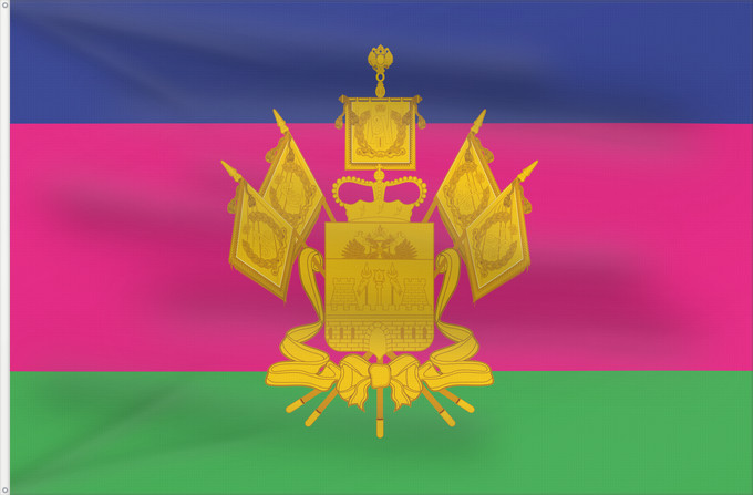 Flagge, mit zwei Metallösen und verstärktem Besatzband: Krasnodar Krai Krasnodar Krai Kraï de Krasnodar Krai de Krasnodar Krasnodar krai Kraj di Krasnodar
