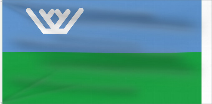 Bandiera, con due occhielli metallici e lato dell'asta rinforzato: Yugra	Khanty-Mansi Autonomous Okrug	Le district autonome des Khantys-Mansis  Iougra	distrito autónomo de Janti-Mansi - Yugra	 Autonome Kreis der Chanten und Mansen	Флаг Ханты-Мансийского автономного округа — Югры