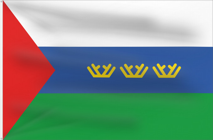 Flag, with two metal eyelets and reinforced hoist: Tyumen Oblast Oblast de Tioumen Óblast de Tiumén Oblast Tjumen