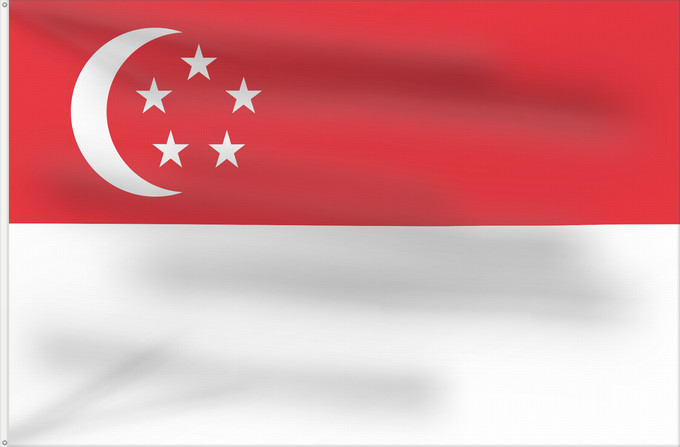 Drapeau, avec deux œillets métalliques et guindant renforcé : Singapore Singapour Singapur Singapuru علم سنغافورة Singapuro Singapura Флаг Сингапура Singapurja சிங்கப்பூரி்ன் கொடி 新加坡国旗