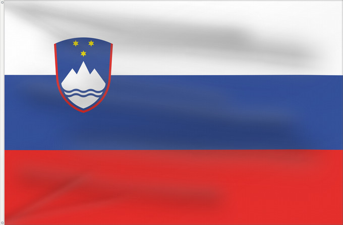 Bandiera, con due occhielli metallici e lato dell'asta rinforzato: Slovenia Slovénie Eslovenia Slowenien Slovenië Słowenii Сцяг Славеніі Slovenije D Eslovènia Slovinská vlajka Флаг Словении Прапор Словенії