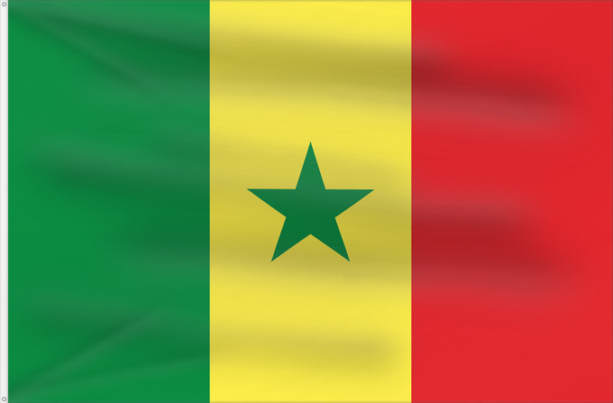 Bandera, con dos ojales metálicos y lado del asta reforzado: Senegal	Sénégal	Senegalo	پرچم سنگال	Senegala