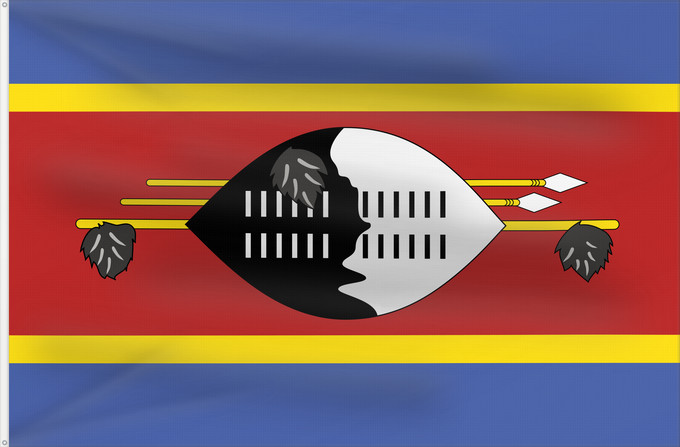 Drapeau, avec deux œillets métalliques et guindant renforcé : Eswatini	Swaziland	Suazilandia	Swasiland	Essuatíni	Eswatinis fana	Eswatini  Svazilando	Umjeka weSwatini	Swazilands