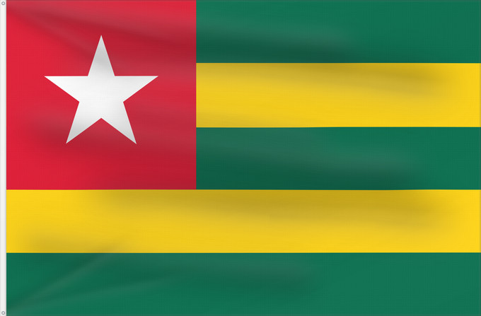 Flag, with two metal eyelets and reinforced hoist: Togo	Vo Togo	علم توغو	Banniel Togo	Togolando	Togo lipp	Togi	Tògo	Toge
