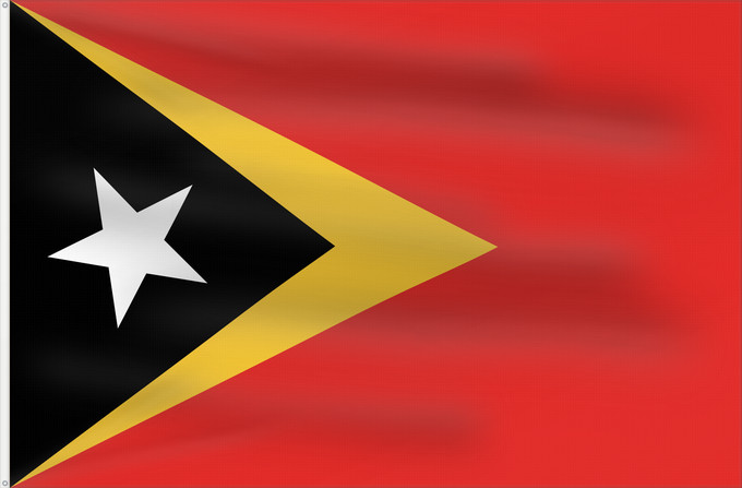 Bandera, con dos ojales metálicos y lado del asta reforzado: East Timor	Timor-Leste  East Timor	Timor oriental	Timor Oriental	Osttimor	Timor Est	Timor-Leste  Oost-Timor	Timor-Leste	علم تيمور الشرقية	তিমুর লেস্তের জাতীয় পতাকা	Timor Leste	Флаг Восточного Тимора	Östtimors	Timór Lorosa e nian