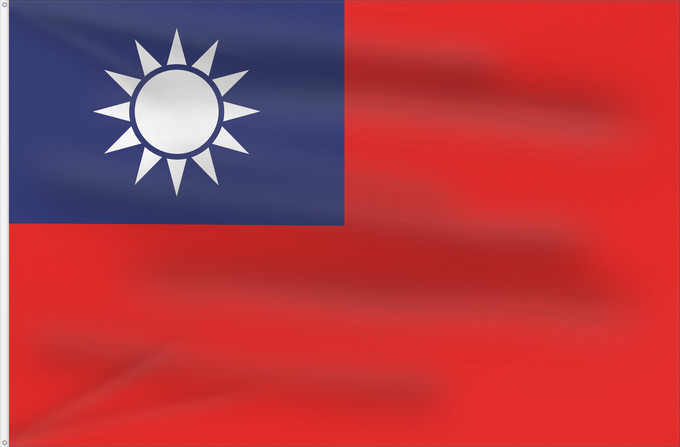 Drapeau, avec deux œillets métalliques et guindant renforcé : Republic of China Republic of China Taiwan République de Chine República de China Republik China Taiwan Repubblica di Cina Republiek China República da China Republiki Chińskiej Lýðveldi Postaulín Flagg علم جمهورية الصين الوطنية ཀྲུང་ཧྭ་དམངས་ཁབ དང་ལྕོག