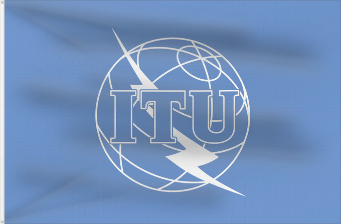 Flag, with two metal eyelets and reinforced hoist: ITU