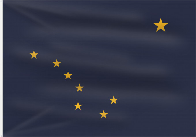 Bandera, con dos ojales metálicos y lado del asta reforzado: Alaska	L Alaska	Alaska 	Dell Alaska	Banniel Alaska	ᎡᏩᏐᎾ ᎦᏓᏘ	Alasko	De l Alaska	Ka hae ‘Ālaka	דגל אלסקה	De Alaska	Alaskam takuyaŋa	Standardo di Alaska	Alascae	Hakʼaz Dineʼé Bikéyah Hahoodzo bidah naatʼaʼí	Флаг Аляски	Američke savezne države Aljaske	Прапор 