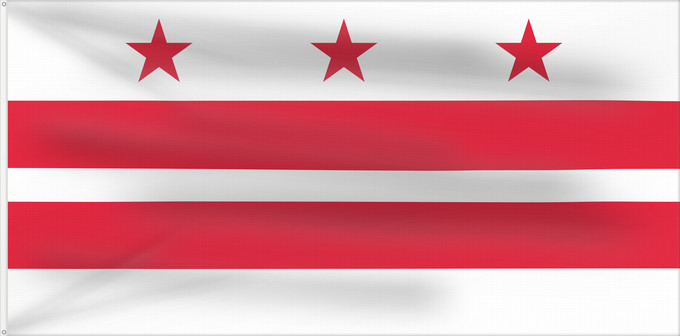 Flag, with two metal eyelets and reinforced hoist: Washington, D.C District of Columbia District de Columbia Distrito de Columbia Districts of Columbia Distretto di Columbia Distrito de Colúmbia Флаг округа Колумбия
