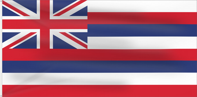 Flagge, mit zwei Metallösen und verstärktem Besatzband: Hawaii D Hawaï Hawái Banniel Hawaii ᎭᏩᏱ ᎦᏓᏘ Ka hae Hawaiʻi 夏哇夷 州의 旗 / 하와이 주의 기 Havaii Hawáai Hahoodzo bidah naatʼaʼí Флаг Гавайев Američke savezne države Havaji