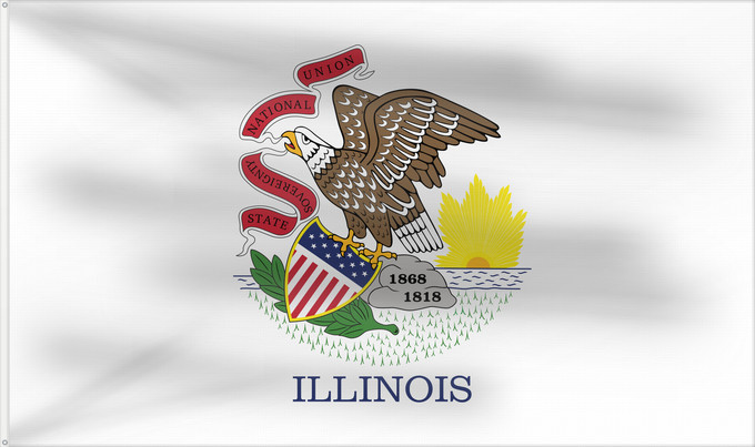 Bandiera, con due occhielli metallici e lato dell'asta rinforzato: Illinois