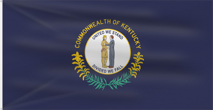 Flag, with two metal eyelets and reinforced hoist: Kentucky ᎬᏅᏓᎩ ᎦᏓᏘ Ka hae Kenekuke Kentukiae Kentákii Hahoodzo bidah naatʼaʼí Флаг Кентукки Američke savezne države Kentucky