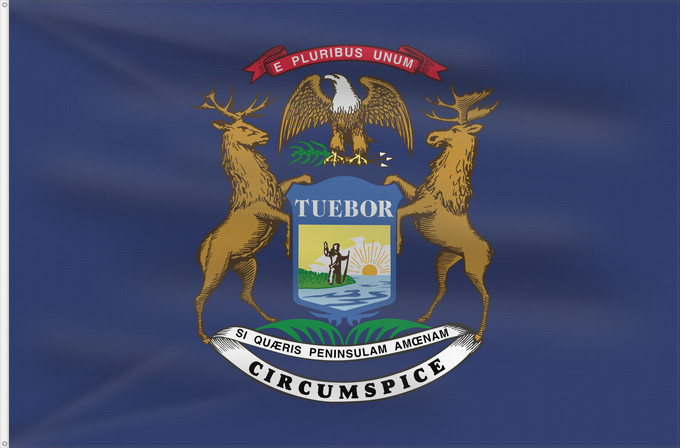 Bandera, con dos ojales metálicos y lado del asta reforzado: Michigan
