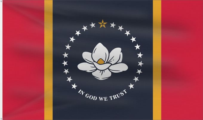 Bandera, con dos ojales metálicos y lado del asta reforzado: Mississippi	U	 Mississippi	Misisipi o Misisipí