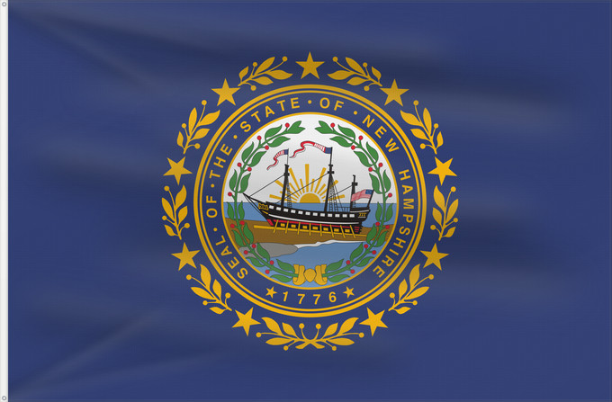 Drapeau, avec deux œillets métalliques et guindant renforcé : New Hampshire	 New Hampshire	Nuevo Hampshire	ᎠᏤ ᎭᎻᏒ ᎦᏓᏘ	Ka hae Nū Hamekia	Novae Hantoniae	Niihémpshoo Hahoodzo bidah naatʼaʼí	Флаг Нью-Гэмпшира	Američke savezne države New Hampshire
