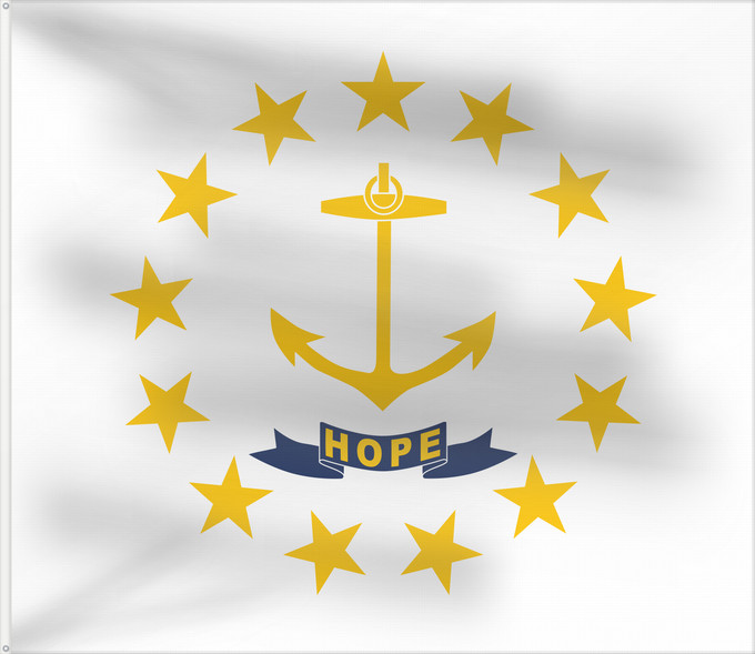 Drapeau, avec deux œillets métalliques et guindant renforcé : Rhode Island	Rhode Island and Providence Plantations	Rhode Island et plantations de Providence	Rhode Island y plantaciones de Providence	Stato del Rhode Island e le Piantagioni di Providence	Stanowa Rhode Island	ᎤᏍᏗ ᏧᎦᏚᏛᎢ ᎦᏓᏘ	Ka hae Loke ‘Ailana	Rhodensis