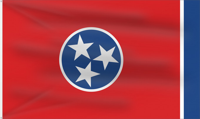 Flag, with two metal eyelets and reinforced hoist: Tennessee Tennessees fana ᏔᎾᏏ ᎦᏓᏘ Státu Tennessee Tennessees Tennesseen osavaltion Ka hae Kenekī Tennesiae Ténésii Hahoodzo bidah naatʼaʼí Флаг Теннесси Američke savzene države Tennessee