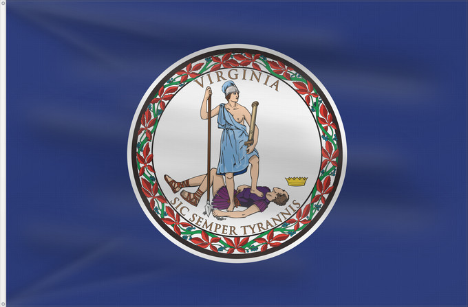 Bandera, con dos ojales metálicos y lado del asta reforzado: Virginia	Commonwealth of Virginia, adopted in February 1950	Virginie	Stanowa Wirginii	Banniel stad Virginia	ᏩᏥᏂ ᎦᏓᏘ	Ka hae Wilikinia	Virginiae, MCML	Bijíniyah Hahoodzo bidah naatʼaʼí	Wirschini	Флаг Виргинии	Američke savezne države Virginie