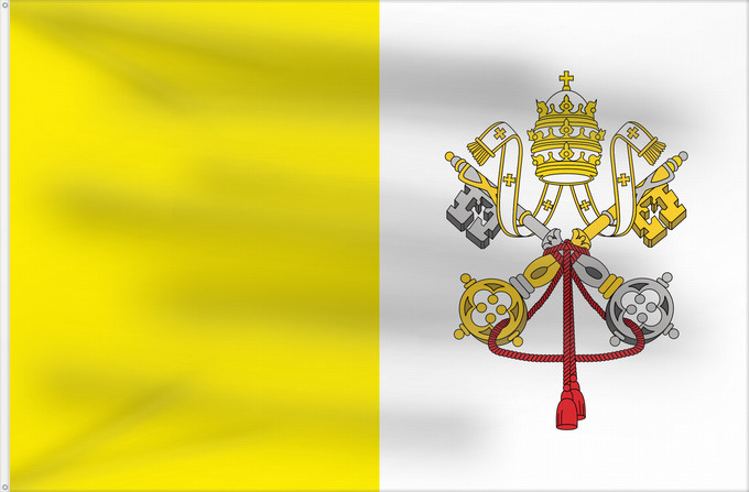 Drapeau, avec deux œillets métalliques et guindant renforcé : Vatican City 2023–present Vatican City State Vatican (Saint-Siège) Ciudad del Vaticano Vatikanstadt Città del Vaticano