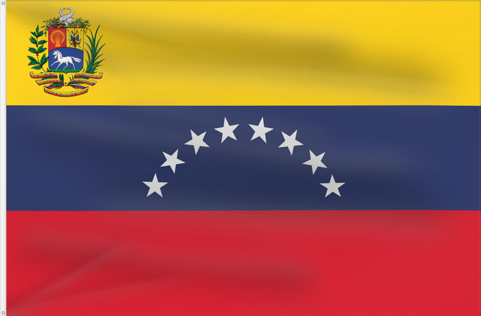 Drapeau, avec deux œillets métalliques et guindant renforcé : Venezuela Benezuela Winïxwila wiphala Veneçuela Venezuelo Venezuelako bandera Poyvi Venesuéla Winisuyla unanchan Venezuele