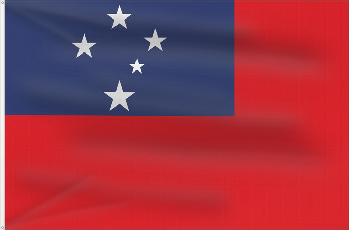 Flagge, mit zwei Metallösen und verstärktem Besatzband: Samoa	Pīwari o Hāmoa	Samoe	Fu‘a o Sāmoa
