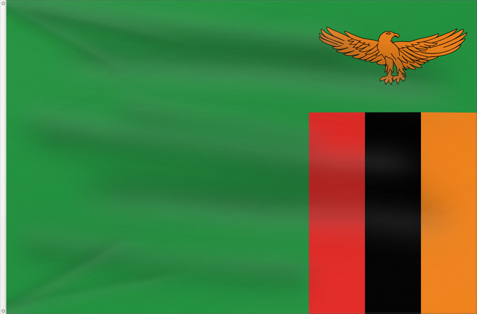 Flag, with two metal eyelets and reinforced hoist: Zambia	Zambie	Sambia	Zambio	Saimbia	Zambi	Mbendera ya Zambia	Флаг Замбии	Zambije	Mujeko ya Zambia	Folaga la Zambia