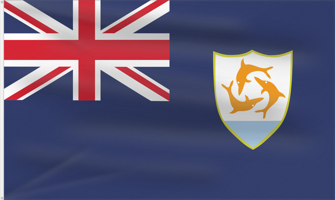 Flag, with two metal eyelets and reinforced hoist: Anguilla	Anguila	Anguillas flag  taget i brug den 30. maj 1990  - RGB farverne	Флаг Ангильи