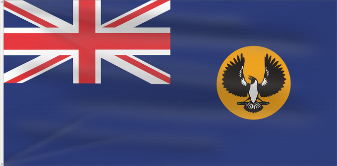 Bandera, con dos ojales metálicos y lado del asta reforzado: South Australia	Australie-Méridionale	Australia Meridional