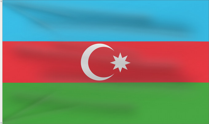 Flagge, mit zwei Metallösen und verstärktem Besatzband: Azerbaijan	L Azerbaïdjan	Azerbaiyán	Aserbaidschan	Dell Azerbaigian	Azerbeidzjan	Azerbejdżanu	Азербаиџьан абыраҟ	علم أذربيجان	Azərbaycan	Сцяг Азербайджана	Сьцяг Азэрбайджану	Azerbajĝano	Aserbaidžaani lipp	Azerbaidžanin	Azerbajdzsán	Ադրբեջանի դրոշը	აზერბაიჯ