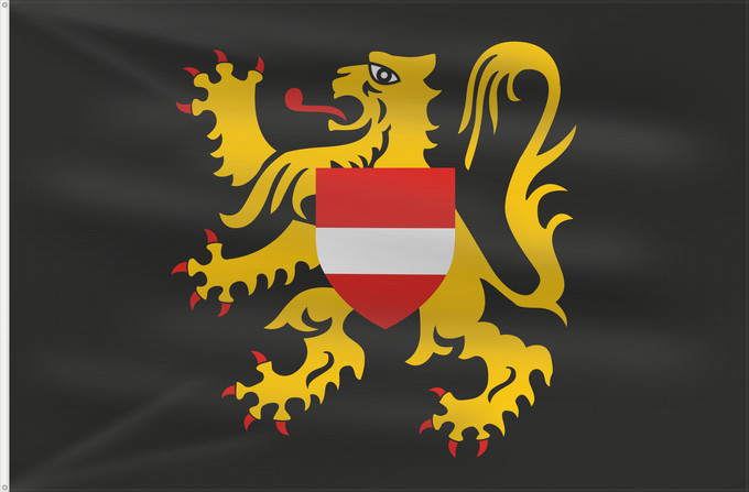 Bandera, con dos ojales metálicos y lado del asta reforzado: Flemish Brabant	Pavillon de la province Flamande du Brabant  Belgique	Brabante Flamenco	Flämisch-Brabant	Brabante Fiammingo