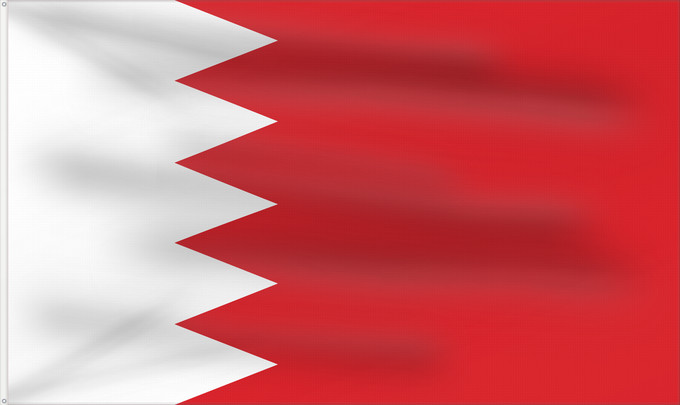 Flag, with two metal eyelets and reinforced hoist: Bahrain Bahreïn Baréin Bahrein علم البحرين Bahreina Bahrainin Флаг Бахрейна Bahrajna Bahrains Прапор Бахрейну Quốc kỳ Bahrain
