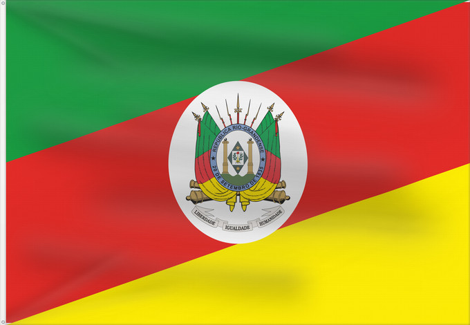 Flagge, mit zwei Metallösen und verstärktem Besatzband: Rio Grande do Sul State of Rio Grande do Sul, Brazil Río Grande del Sur Estado do Rio Grande do Sul, Brasil