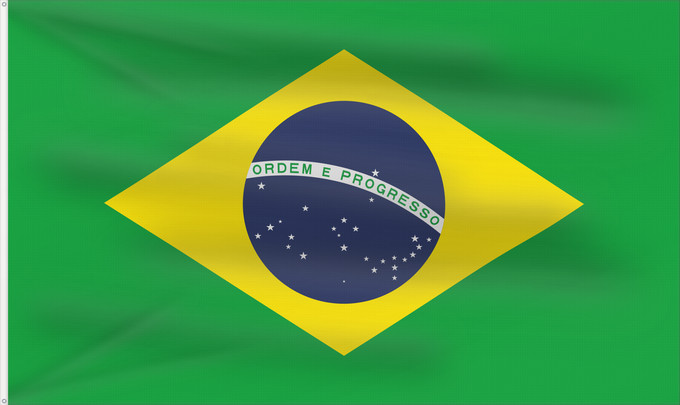 Drapeau, avec deux œillets métalliques et guindant renforcé : Brazil	Brésil	Brasil	Brasilien	Brasile