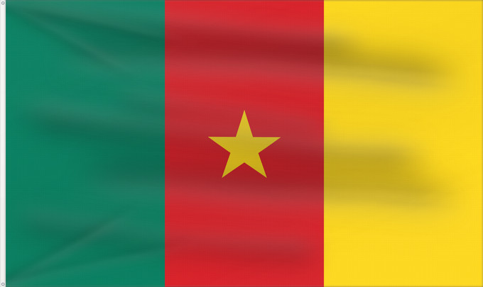 Flag, with two metal eyelets and reinforced hoist: Cameroon Cameroun Camerún Kamerun Camerun ক্যামেরুনের পতাকা। Kamerunu Kameruno پرچم کامرون Fändel vum Kamerun Знаме на Камерун Camerunului Kameruna Kameruns