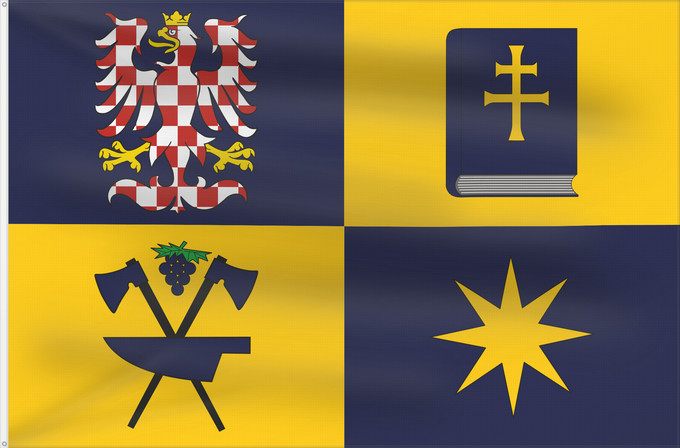 Bandera, con dos ojales metálicos y lado del asta reforzado: Zlin Region	Zlín Region	Région de Zlín	Región de Zlín	Region Zlín