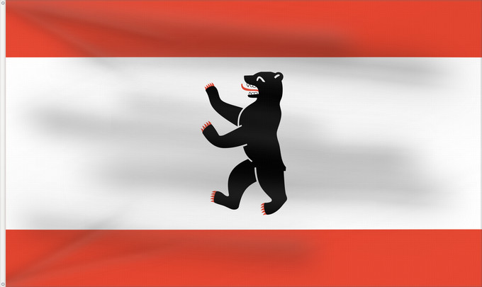Bandera, con dos ojales metálicos y lado del asta reforzado: Berlin	Berlín	Landes und der Stadt Berlin	Berlino	Berlijn	Berlina	Σημαία του Βερολίνου