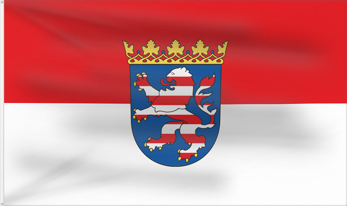 Bandera, con dos ojales metálicos y lado del asta reforzado: Hesse	Hessen	Assia