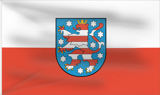 Bandera, con dos ojales metálicos y lado del asta reforzado: Thuringia	Thuringe	Turingia	Thüringen