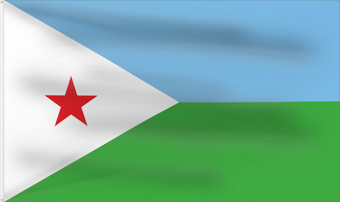 Drapeau, avec deux œillets métalliques et guindant renforcé : Djibouti Yibuti Dschibuti Gibuti Vo Dschibuti የጅቡቲ ሰንደቅ ዓላማ علم جيبوتي জিবুতির পতাকা Banniel Djibouti Džibutská vlajka Ĝibutio Djibutiko bandera Djiboutin Ala Cîbutî Džibučio Sainan i Dziboti Jiboti Džibutija Jabuuti Djiboutis Jibuti