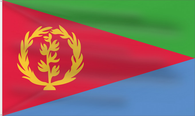 Drapeau, avec deux œillets métalliques et guindant renforcé : Eritrea L Érythrée Dell Eritrea የኤርትራ ባንደራ علم إريتريا Af Eritrea Eritreo پرچم اریتره דגל אריתריאה Alaabaa Eritrea Флаг Эритреи S Eritrea Eritreje Eratareya Eritreas ባንደራ ኤርትራ