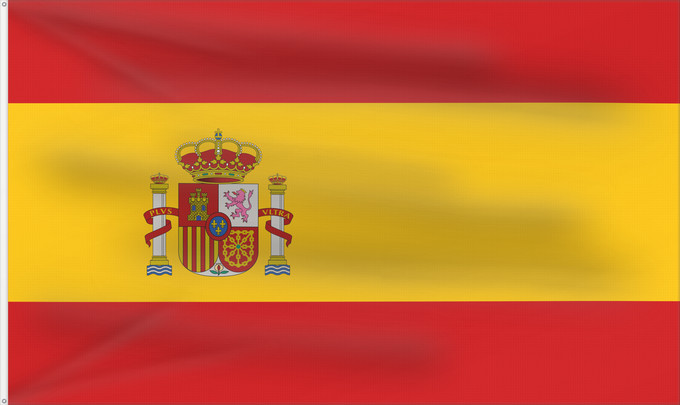 Bandera, con dos ojales metálicos y lado del asta reforzado: Spain Espagne España Spaniens Spagna