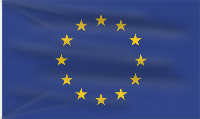 Drapeau, avec deux œillets métalliques et guindant renforcé : Europe Europe is the flag and emblem of the European Union EU and Council of Europe CoE Européen est le symbole non seulement de l’Union européenne La Unión Europea consta de doce estrellas amarillas sobre fondo azul Die Europaflagge besteht aus einem
