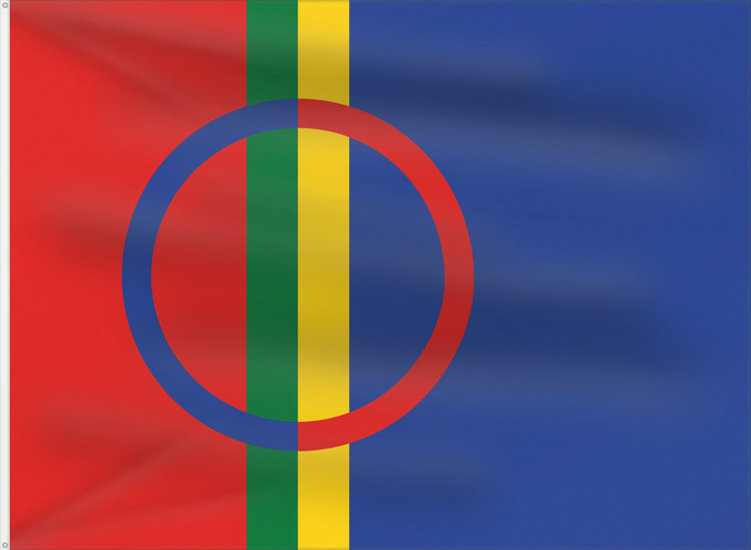 Flag, with two metal eyelets and reinforced hoist: Sami	The Sami	Laponie	Laponia	Lappland	Lapponia	Sámská vlajka	Samea	Saamen	Det samiske flagget	Sámi leavga	Samernas