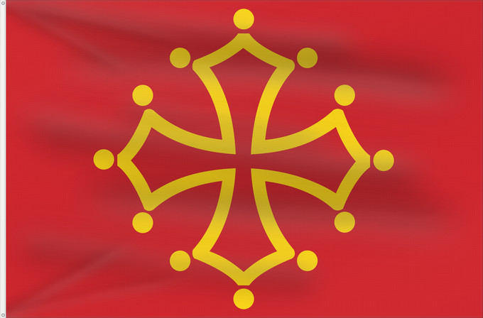Flagge, mit zwei Metallösen und verstärktem Besatzband: Midi-Pyrénées
