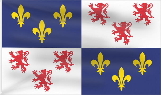 Drapeau, avec deux œillets métalliques et guindant renforcé : Picardie	Region Picardie in France	Région Picardie en France	Picardo	Picard
