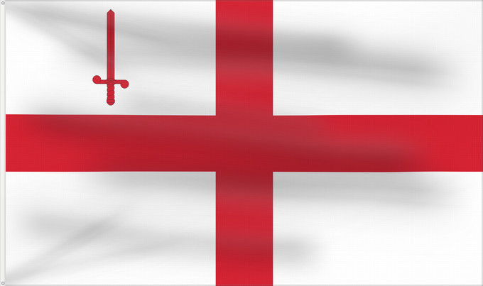 Flag, with two metal eyelets and reinforced hoist: City of London	City of London  the  Square Mile	Londres	London	Флаг Лондонского Сити