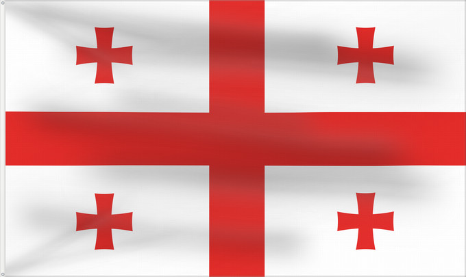 Bandera, con dos ojales metálicos y lado del asta reforzado: Georgia Géorgie Georgien